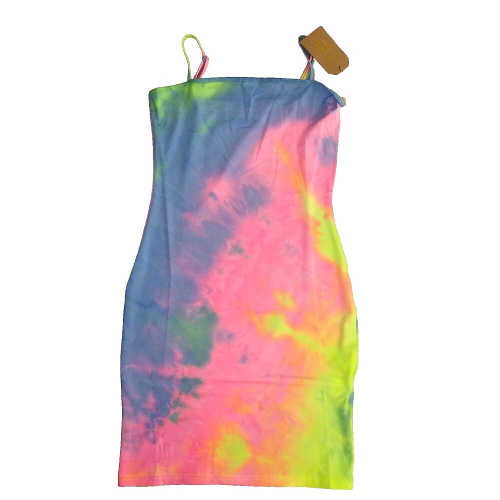 Junior Med Sundress New with Tags Boho Bodycon Size Tie Dye Retro Resort